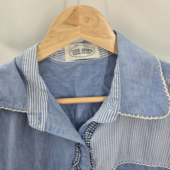 Vintage Cuse Berry Embroidered Japanese Cottagecore Short Sleeve Shirt Medium - Picture 5 of 15